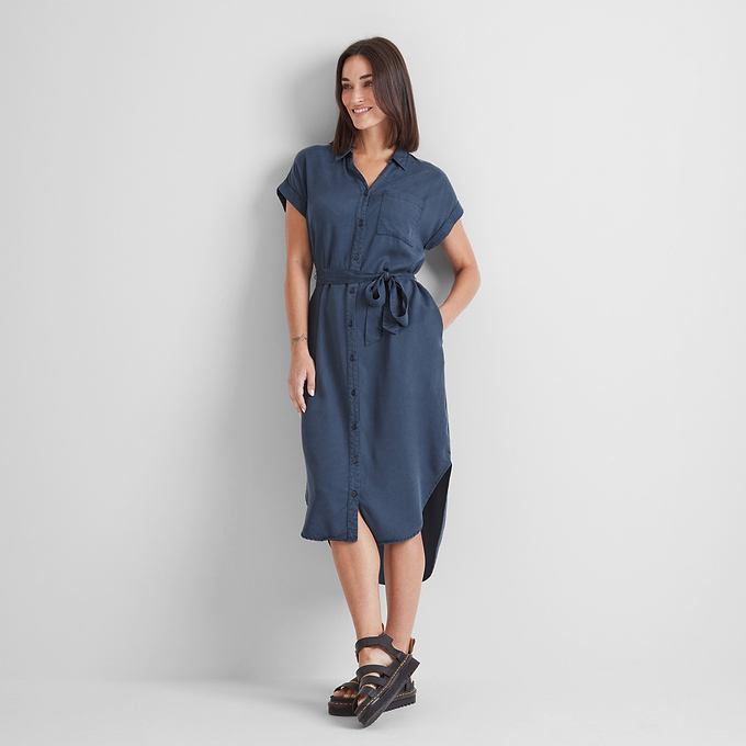 Lenira Womens Shirt Dress - Dark Denim