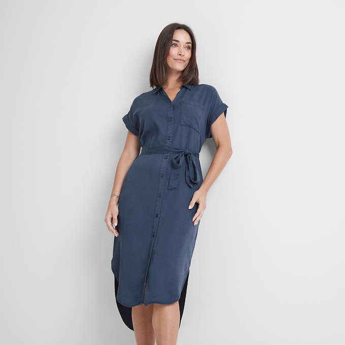 Lenira Womens Shirt Dress - Dark Denim