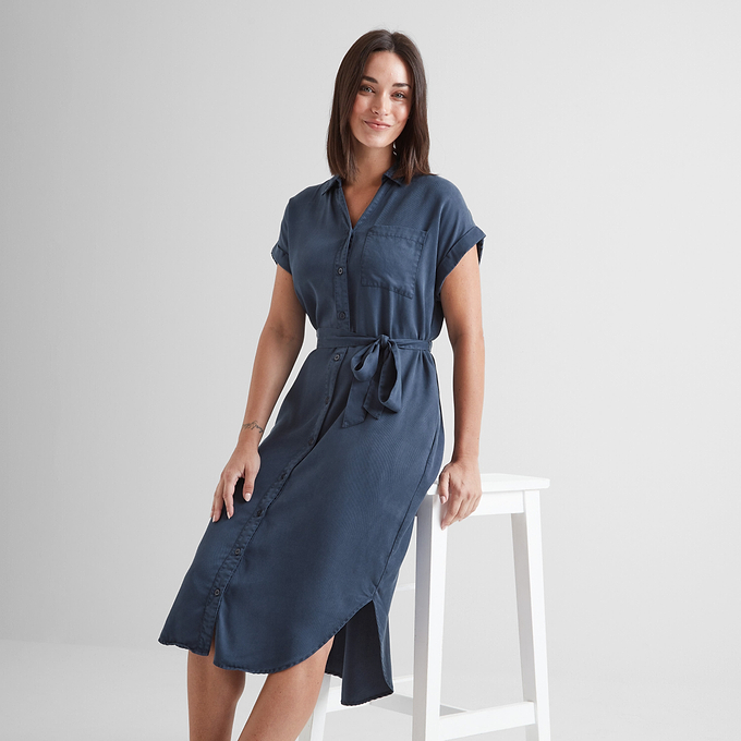 Lenira Womens Shirt Dress - Dark Denim