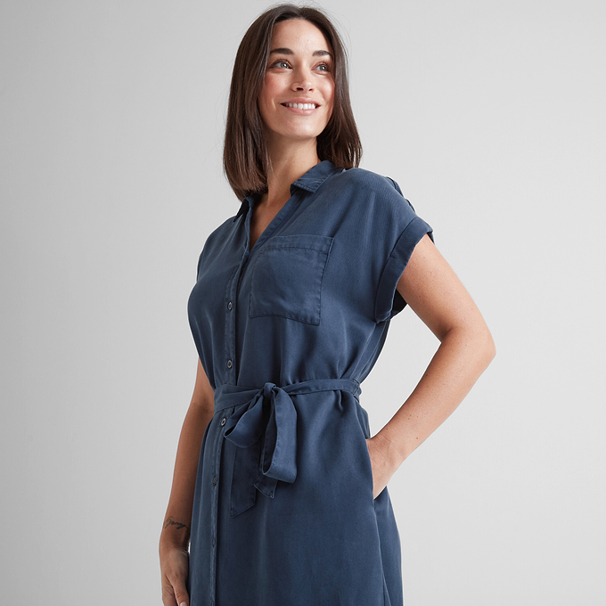 Lenira Womens Shirt Dress - Dark Denim