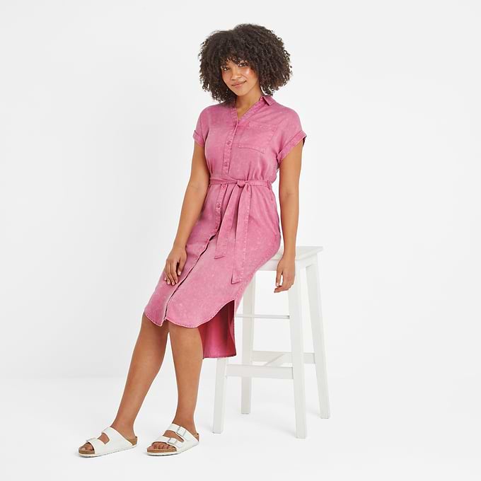 Lenira Womens Shirt Dress - Rose Quartz