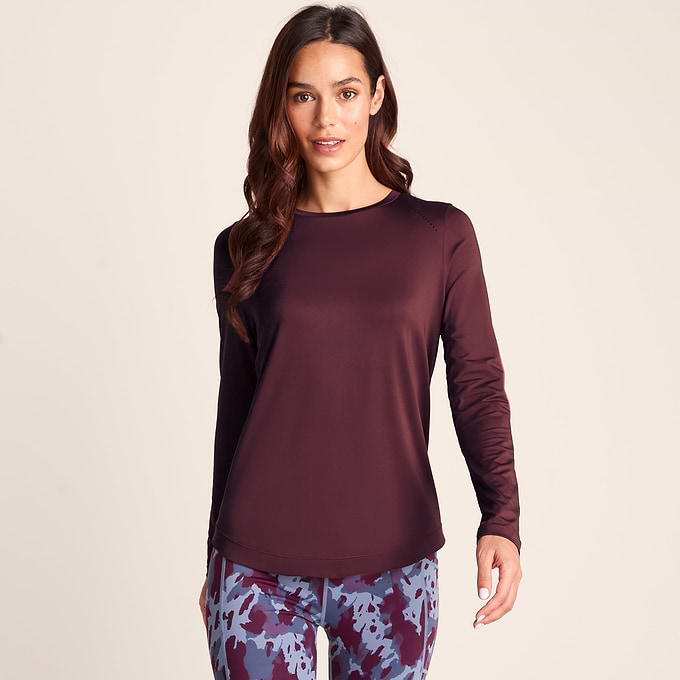 Women Raspberry Top Leonie Womens Long Sleeve Performance Top - Black Raspberry – TOG24