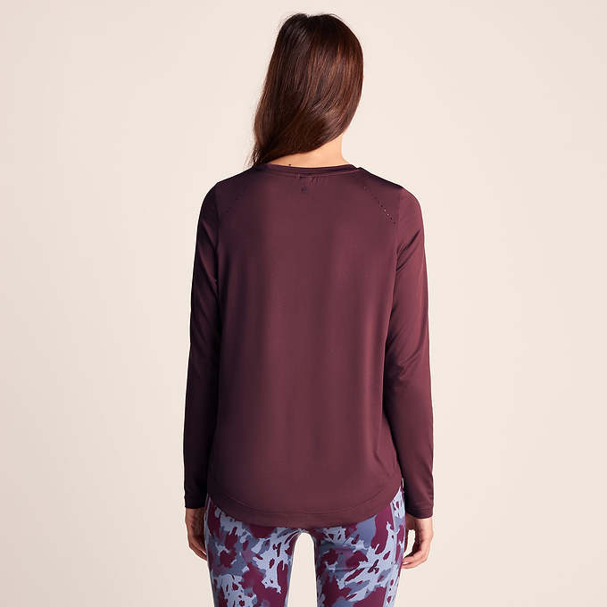 Leonie Womens Long Sleeve Performance Top - Black Raspberry