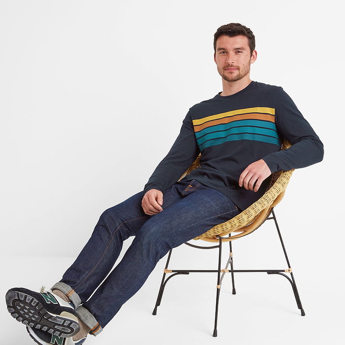 Lewes Mens Long Sleeve T-Shirt - Dark Indigo/Marine Blue