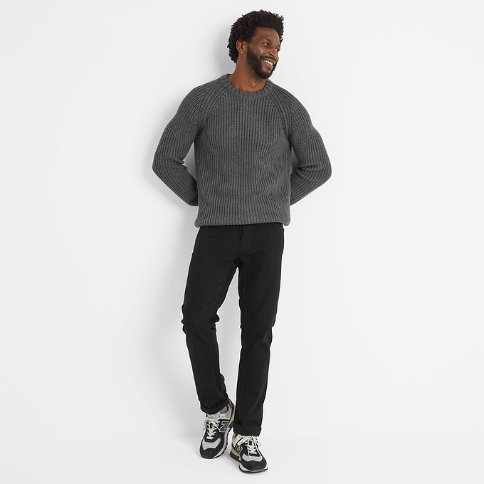 Logan Mens Knitted Jumper - Soot Grey