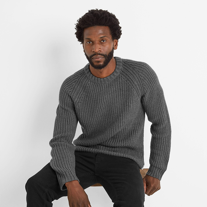 Logan Mens Knitted Jumper - Soot Grey