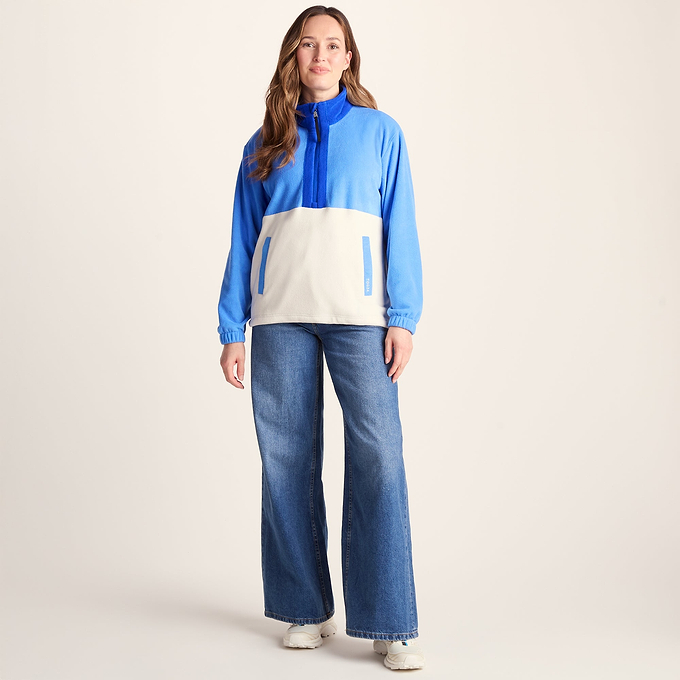 Lowca Womens Relaxed Fit 1/2 Zip Microfleece - Cornflower Blue