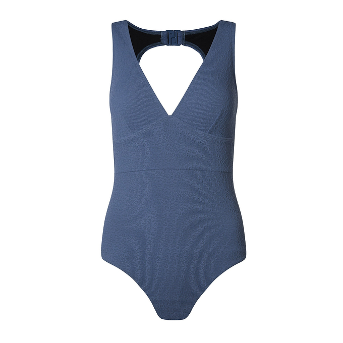 Maggie Womens Mesh Lined One Piece Swimsuit - Smokey Blue