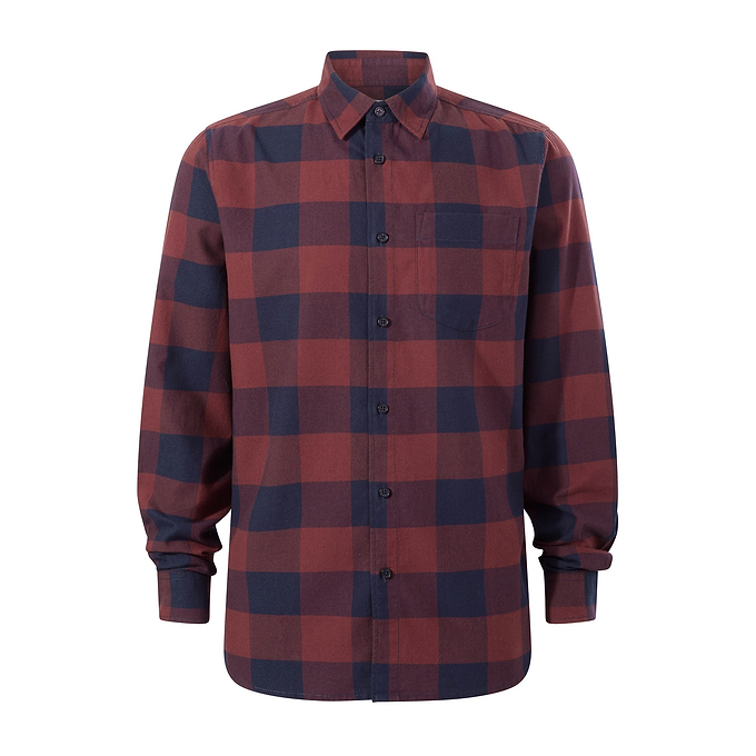 Marcel Mens Brushed Flannel  Check Shirt - Blue & Brown Check
