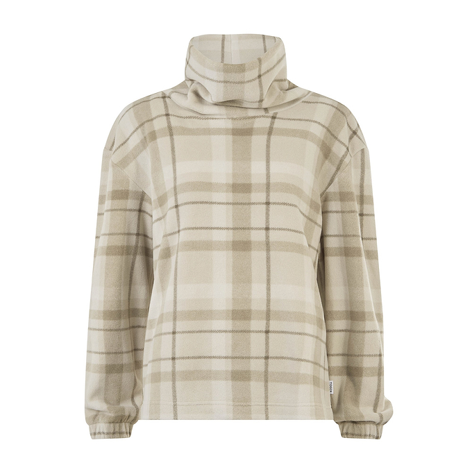 March Womens Relaxed Fit Microfleece Pullover - Simply Taupe Check