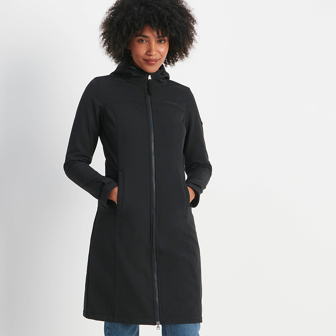 Marina Womens Extra Long Softshell Jacket - Black