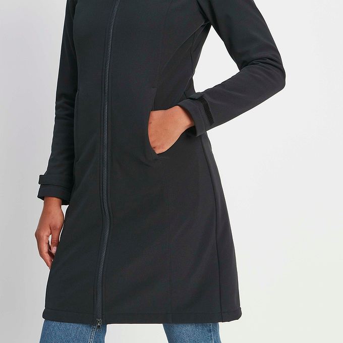 Marina Womens Extra Long Softshell Jacket - Black