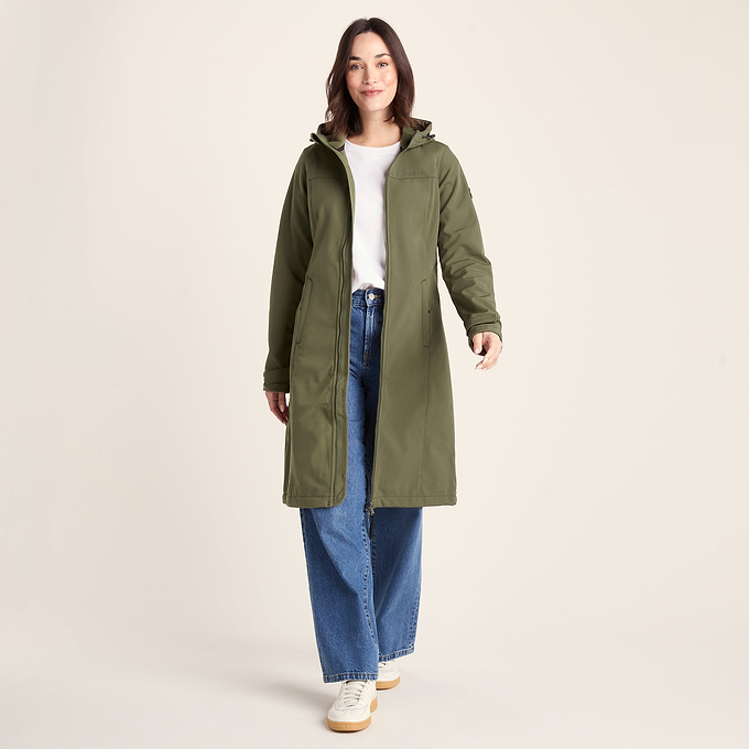 Marina Womens Long Water Resistant Softshell Jacket - Khaki