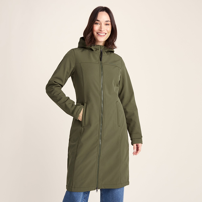 Marina Womens Long Water Resistant Softshell Jacket - Khaki