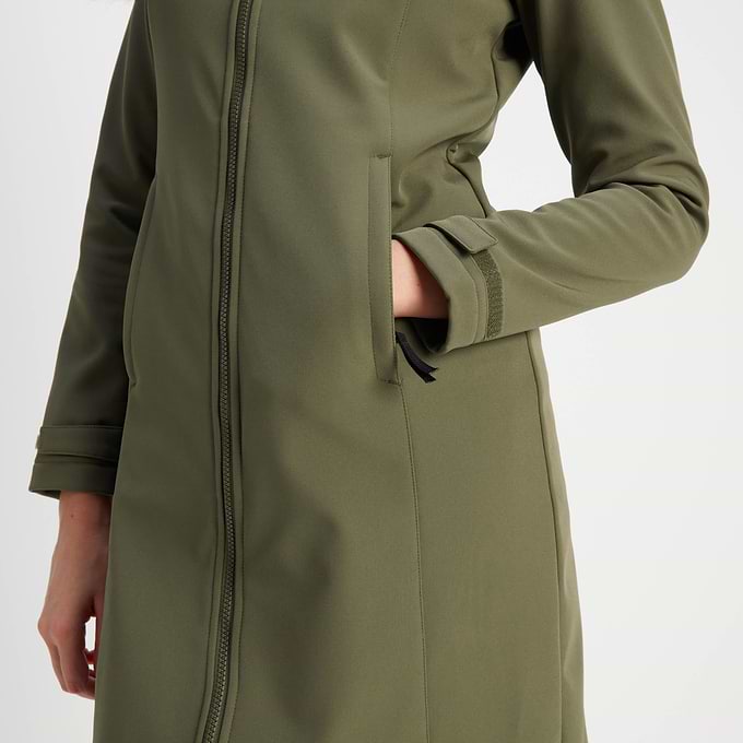 Marina Womens Extra Long Softshell Jacket - Khaki