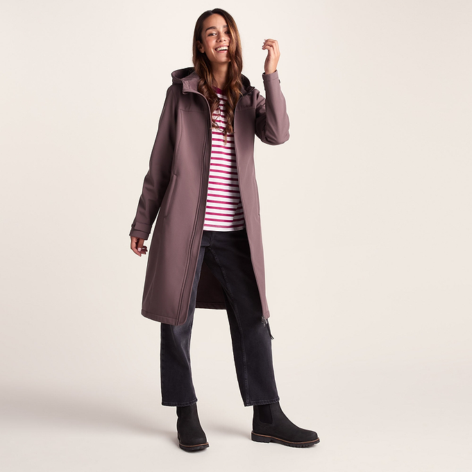 Marina Womens Extra Long Softshell Jacket - Dark Mauve