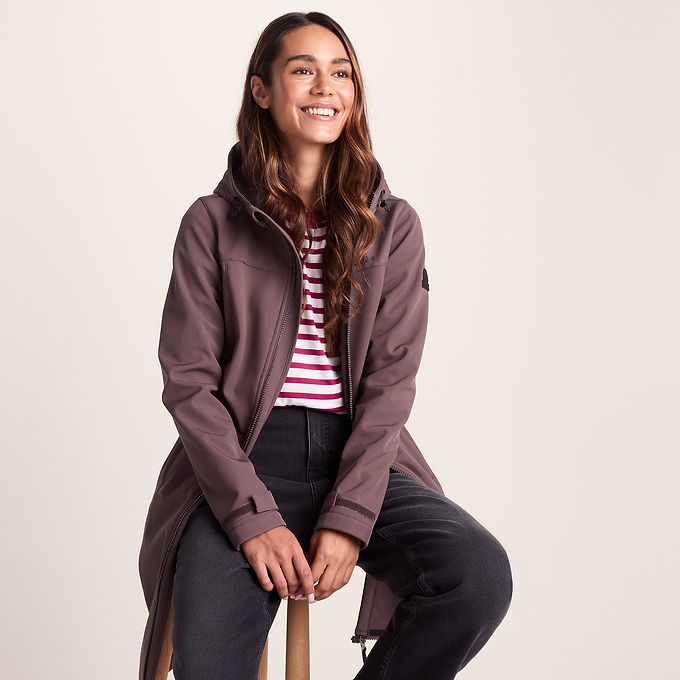 Marina Womens Extra Long Softshell Jacket - Dark Mauve