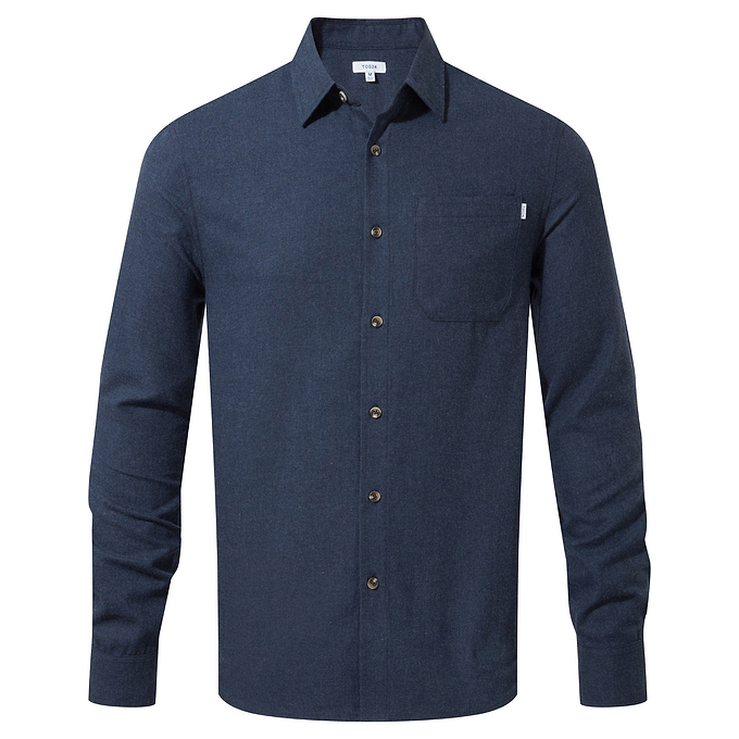 Markham Mens Flannel Long Sleeve Shirt - Dark Indigo Marl