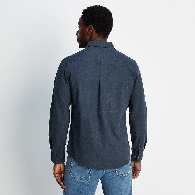 Markham Mens Flannel Long Sleeve Shirt - Dark Indigo Marl