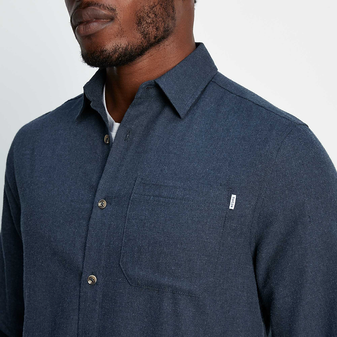 Markham Mens Flannel Long Sleeve Shirt - Dark Indigo Marl