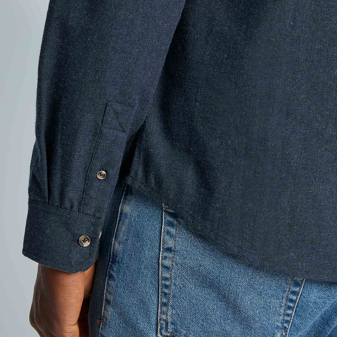 Markham Mens Flannel Long Sleeve Shirt - Dark Indigo Marl