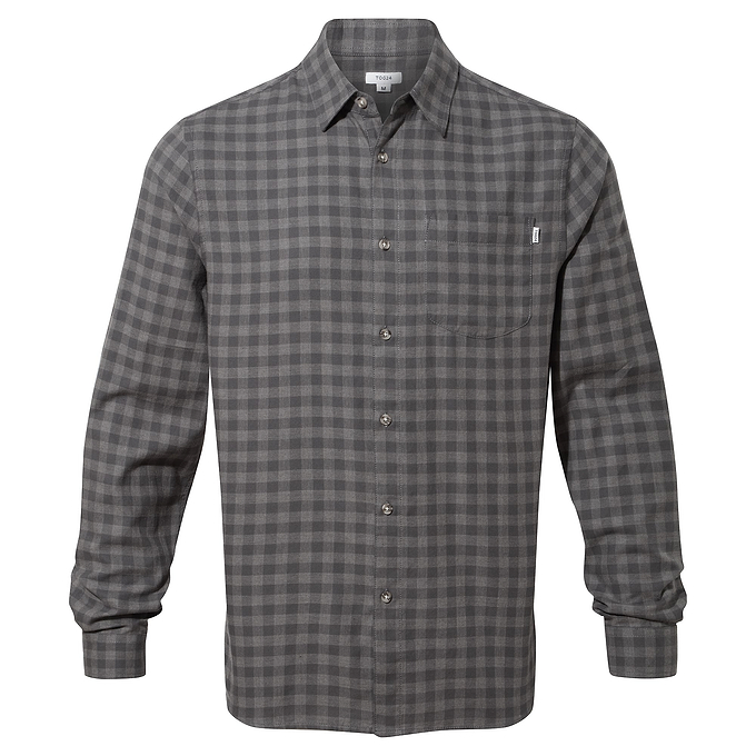 Maynard Mens Long Sleeve Shirt - Soot Grey Check