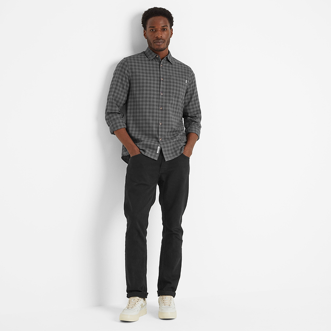 Maynard Mens Long Sleeve Shirt - Soot Grey Check