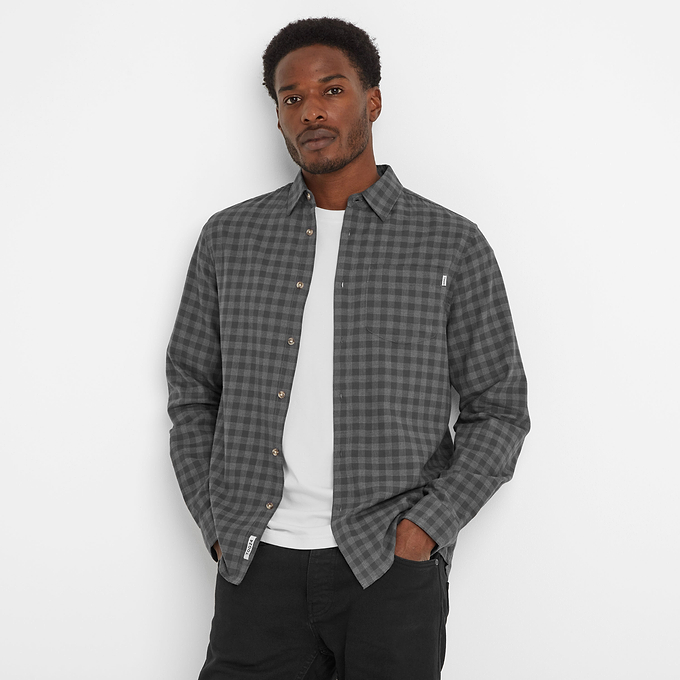 Maynard Mens Long Sleeve Shirt - Soot Grey Check