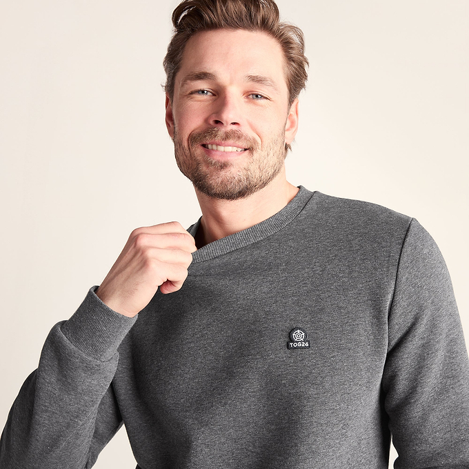 Mellor Mens Supersoft Cotton Rich Sweat - Dark Grey Marl