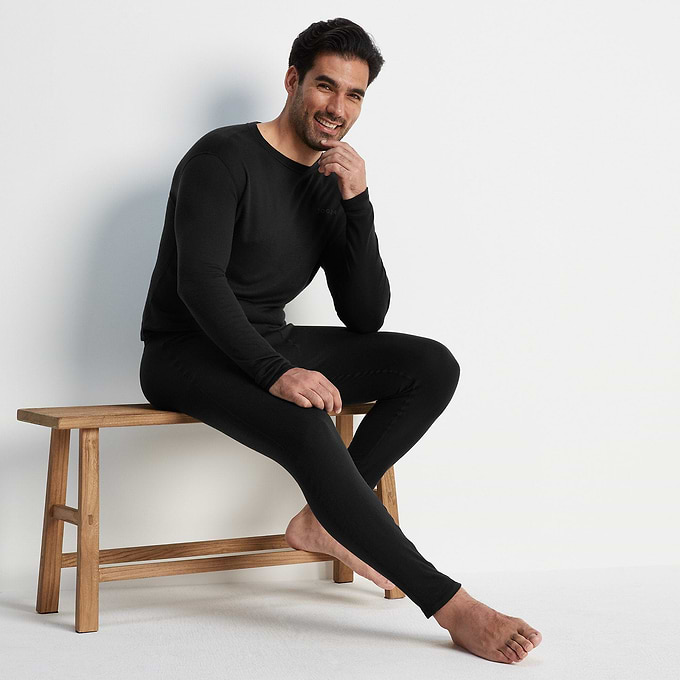 Meru Mens Cashmere Touch Base Layer Set - Black