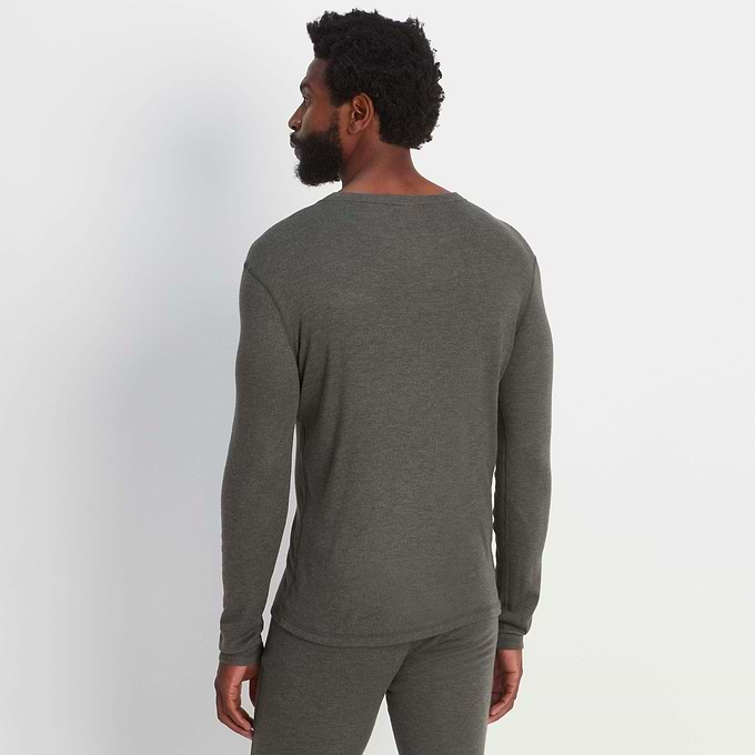 Meru Mens Cashmere Touch Base Layer Crew Neck - Dark Grey Marl