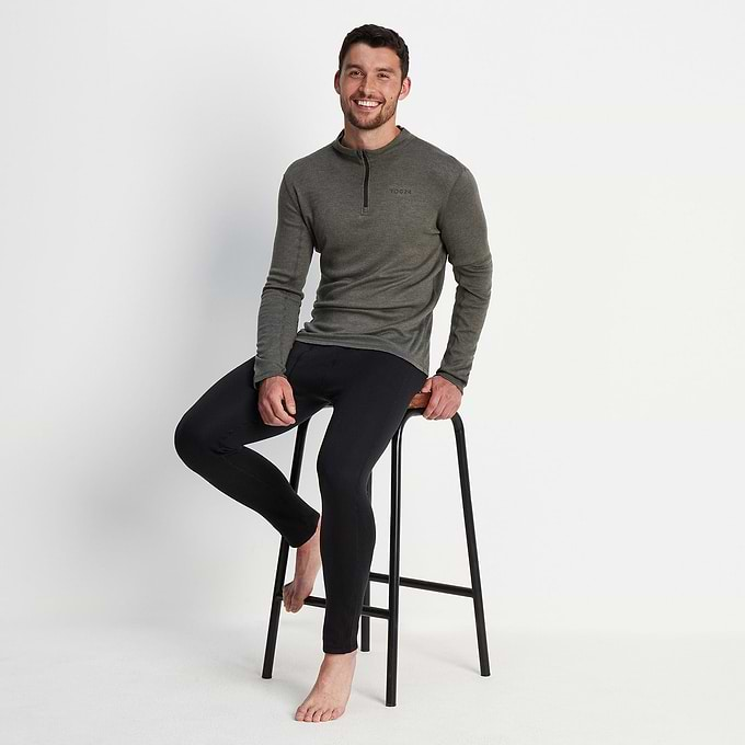 Meru Mens Cashmere Touch Base Layer Quarter Zip - Dark Grey Marl