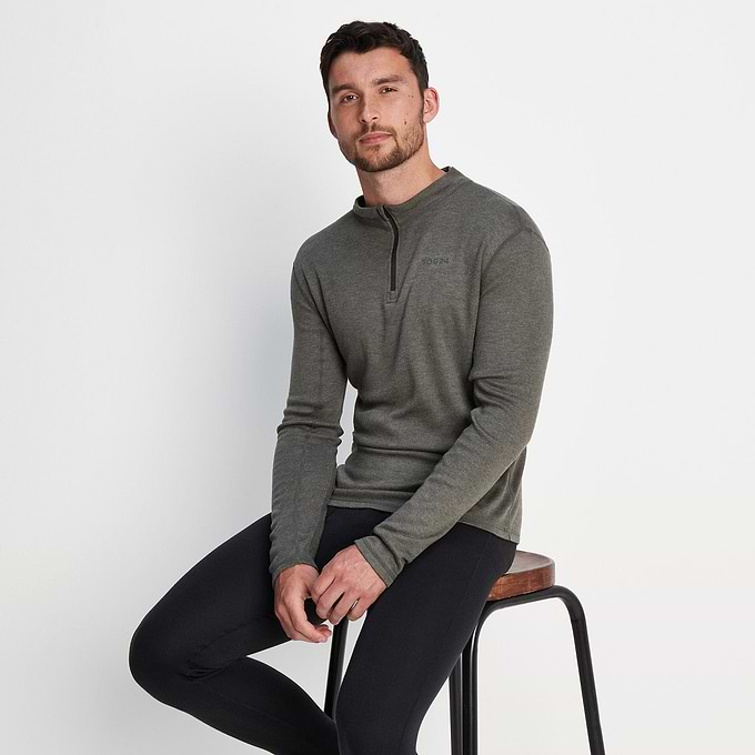 Meru Mens Cashmere Touch Base Layer Quarter Zip - Dark Grey Marl