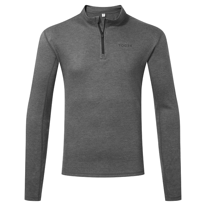 Meru Mens Cashmere Touch Base Layer Quarter Zip - Dark Grey Marl