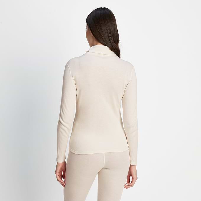Meru Womens Cashmere Touch Base Layer Roll Neck - Off White
