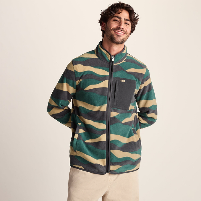 Miles Mens Relaxed Fit Microfleece Jacket - Sand Landscape Print