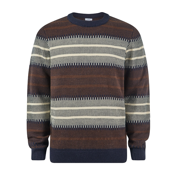 Milo Mens Fairisle Inspired Crew Knit Jumper - Deepest Blue Fairisle