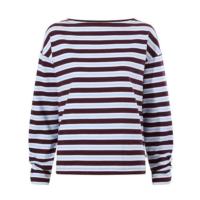 Misty Womens Supersoft Cotton Striped Boat Neck T-Shirt - Huckleberry Stripe