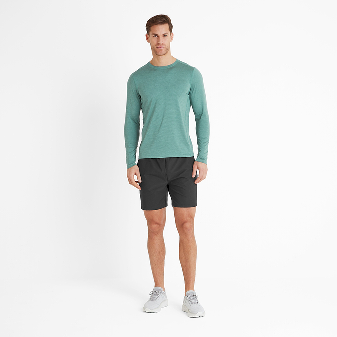 Mittel Mens Tech Long Sleeve Top - Seafoam Green Marl