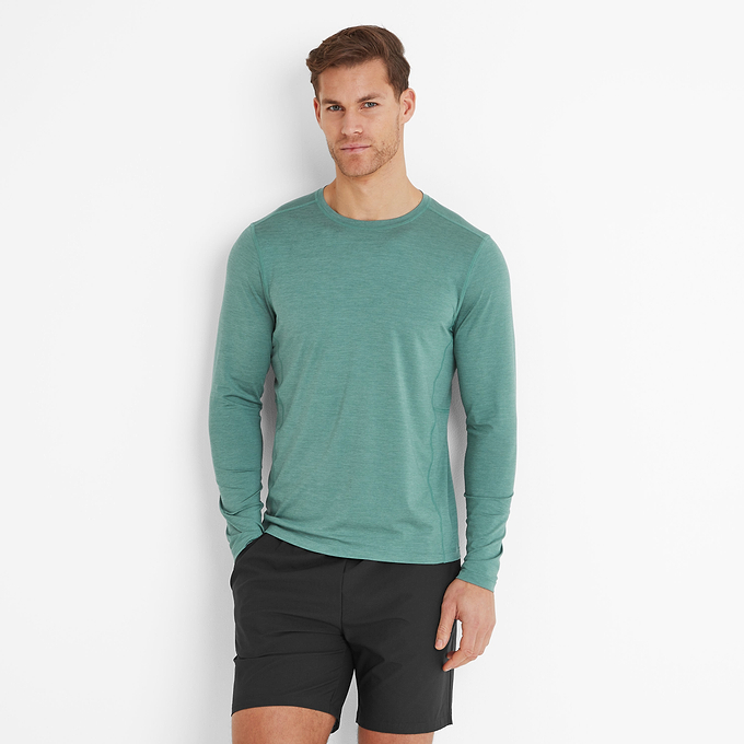 Mittel Mens Tech Long Sleeve Top - Seafoam Green Marl