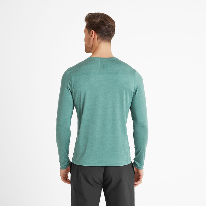 Mittel Mens Tech Long Sleeve Top - Seafoam Green Marl