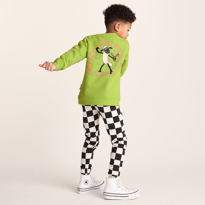 Montadale Kids Shaun the Sheep Crew Sweat - Lime Green