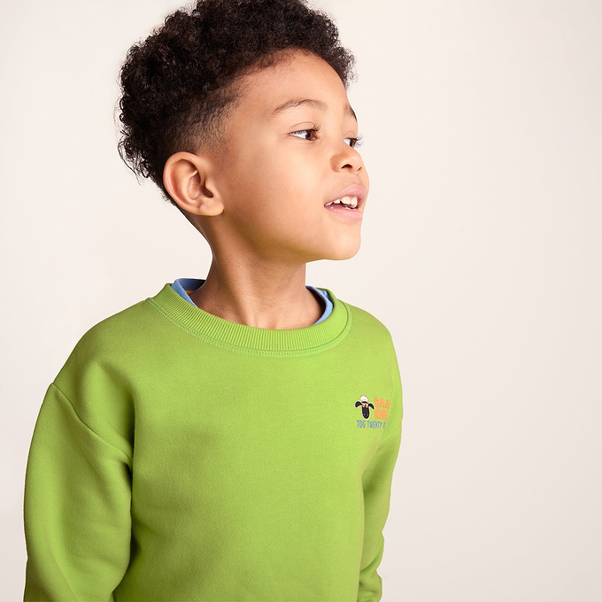 Montadale Kids Shaun the Sheep Crew Sweat - Lime Green