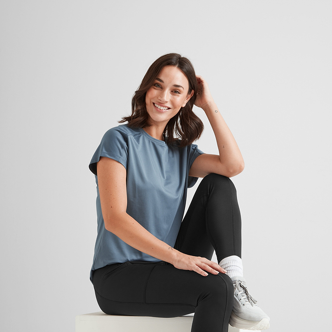 Moorley Womens Tech Short Sleeve Top - Blue Dolphin