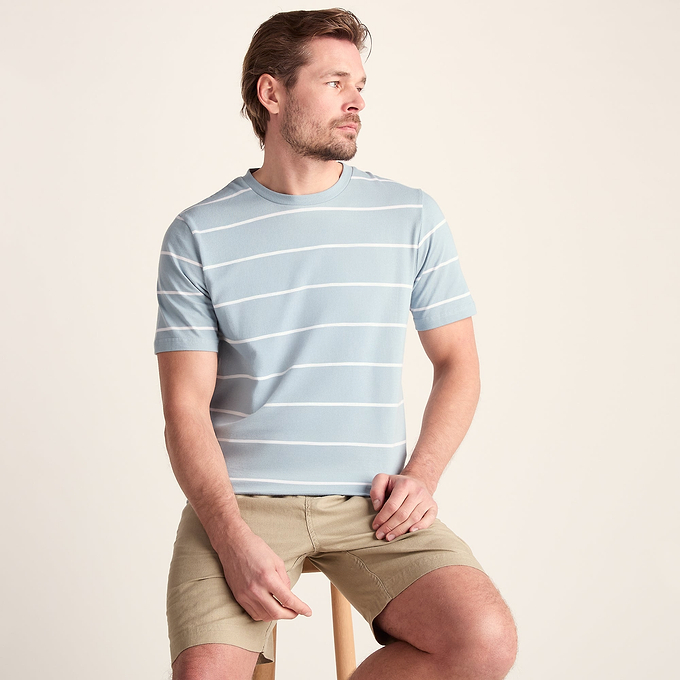 Morar Mens 100% Cotton Supersoft T-Shirt - Summer Sky Stripe