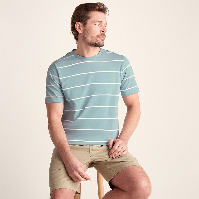 Morar Mens 100% Cotton Supersoft T-Shirt - Summer Sky Stripe
