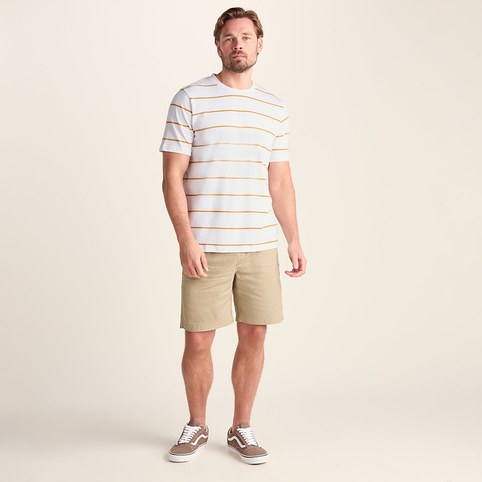 Morar Mens 100% Cotton Supersoft T-Shirt - Dark Yellow Stripe