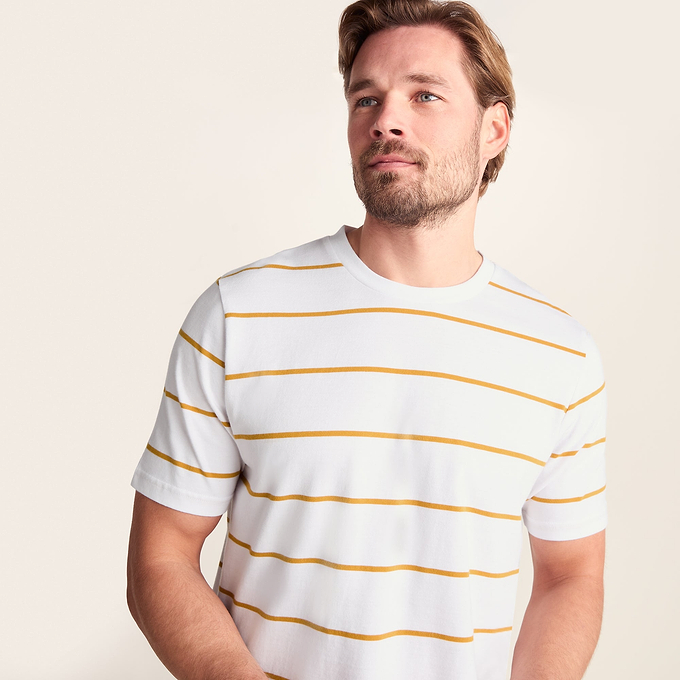 Morar Mens 100% Cotton Supersoft T-Shirt - Dark Yellow Stripe