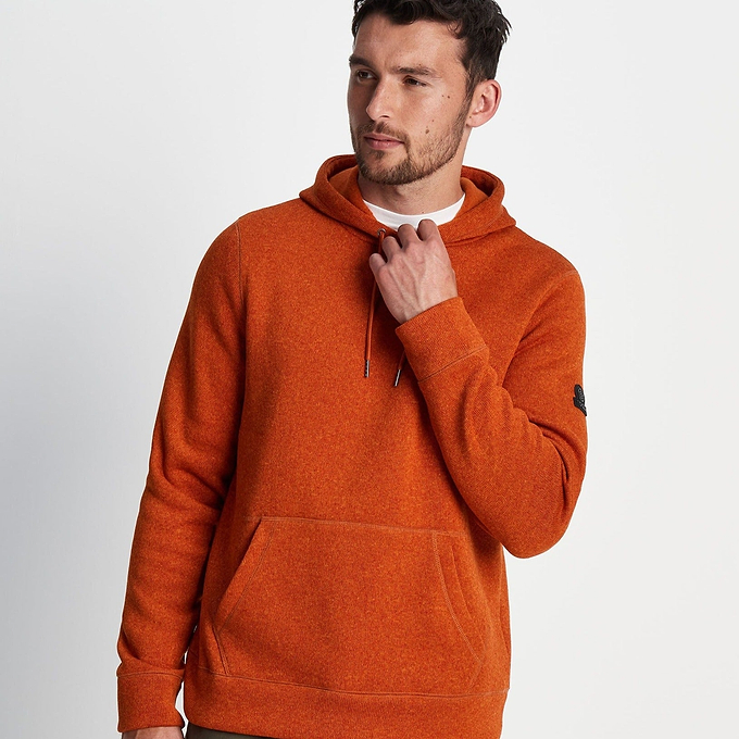Mosby Mens Knitlook Fleece Hoody - Dark Orange Marl