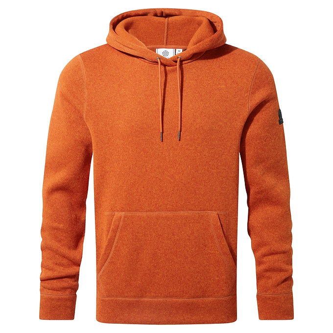 Mosby Mens Knitlook Fleece Hoody - Dark Orange Marl